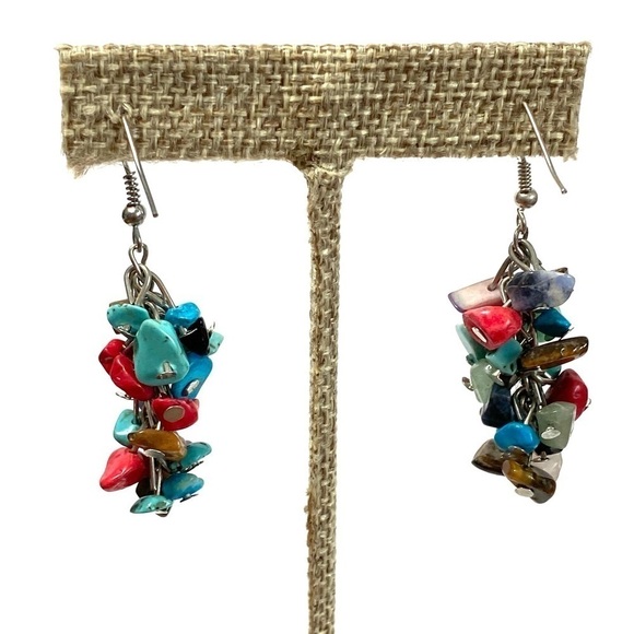 Earrings Stone Chips Dangles Drops - Picture 7 of 10